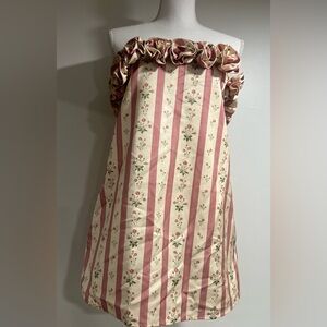 WeWoreWhat Cream and Pink strapless Floral Mini Dress size 0 NWT